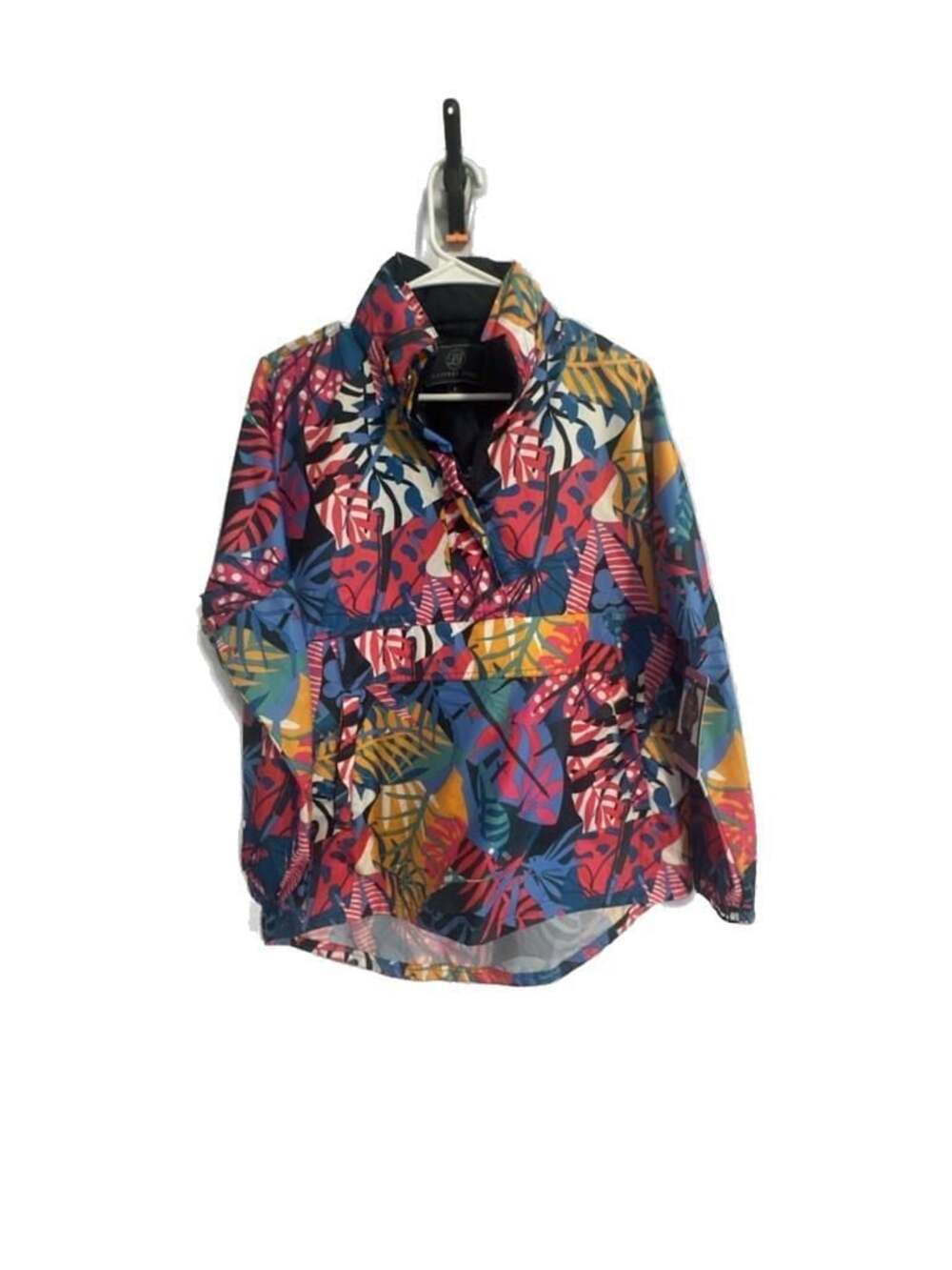 Lauren James Women's Small Tropical Print Water Resistant Anorak Pullover Jacket